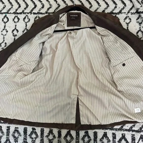 Stetson Western Wear Two-Button Jacket Suede Leather Brown Men's Size XL